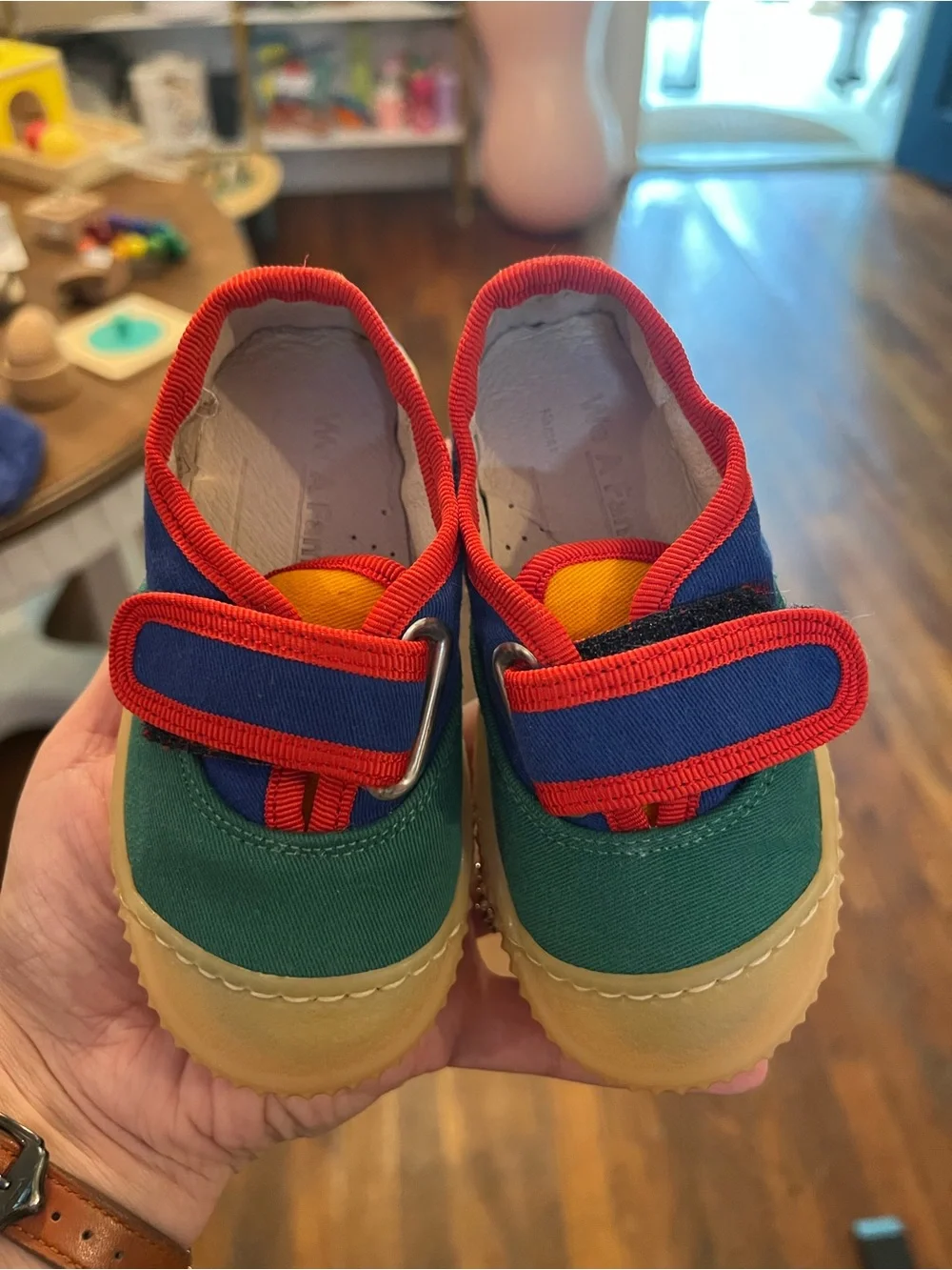 Kids Multicolor Canvas Sneakers — Blue, Green & Red